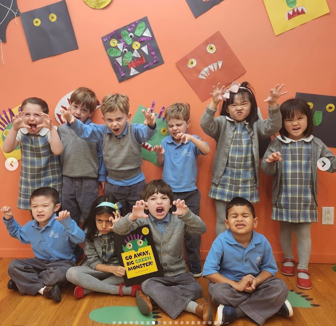 Children making monster faces